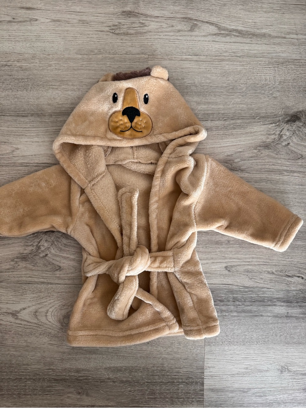 Cozy Bear Hooded Kids Pajama Robe - Tan